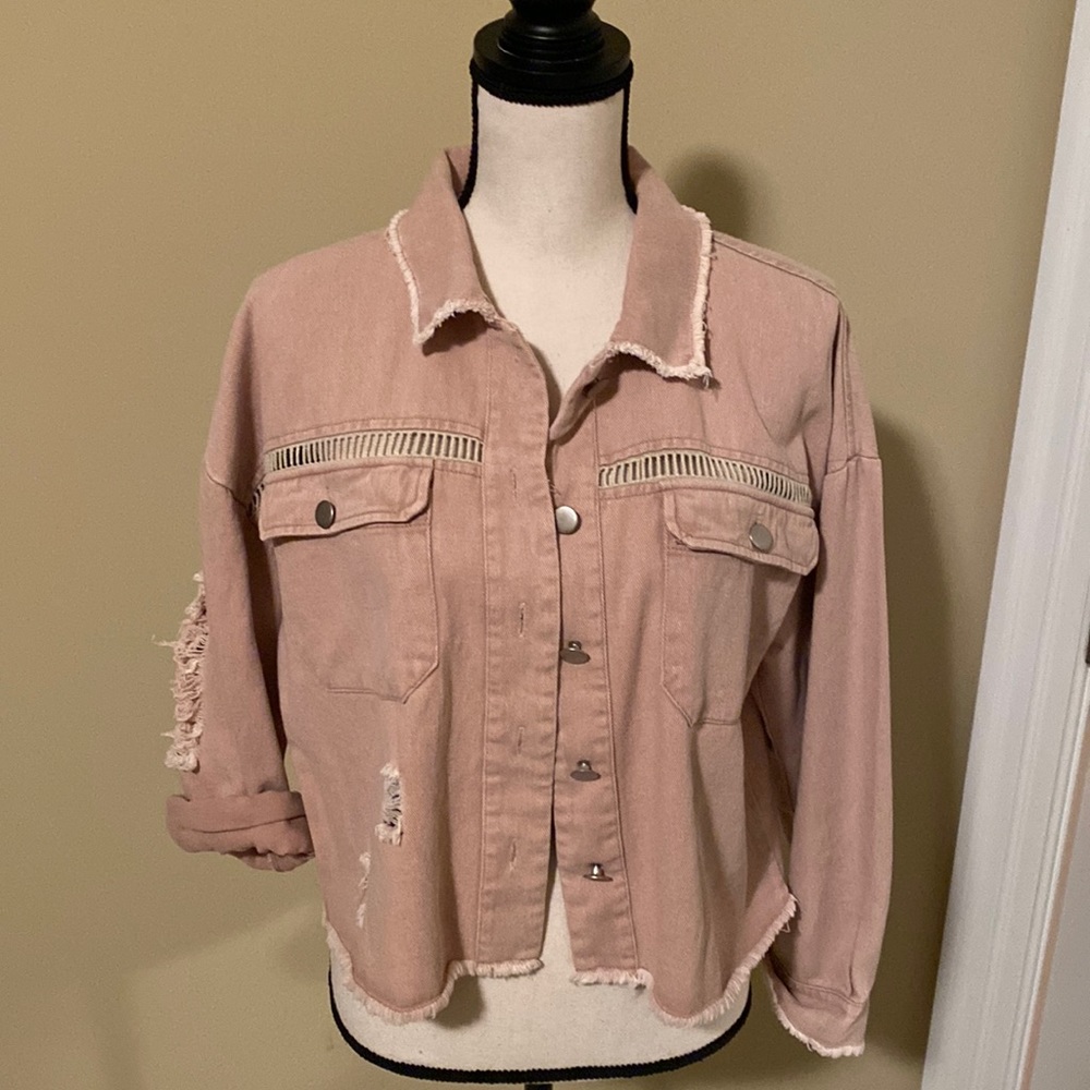 Denim jacket in dusty rose size M by Blue B Collection. New without tags.